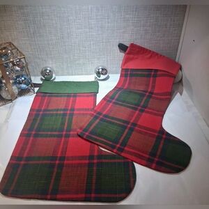 CHRISTMAS STOCKINGS SET of 2 Plaid Skyline Imports BRAND-NEW